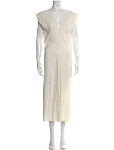 Pre-owned St Agni V-neck Long Dress In Neutral