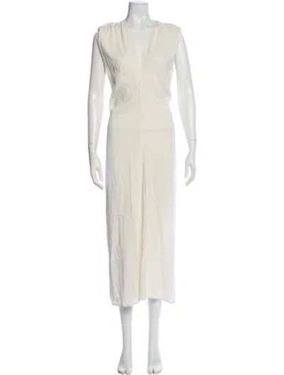 Pre-owned St Agni V-neck Long Dress In Neutral