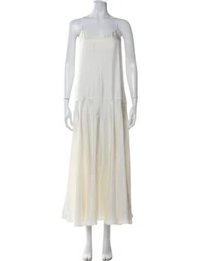 Pre-owned St Agni V-neck Long Dress In Neutrals