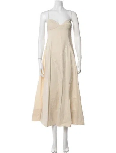 Pre-owned St Agni V-neck Long Dress In Neutrals