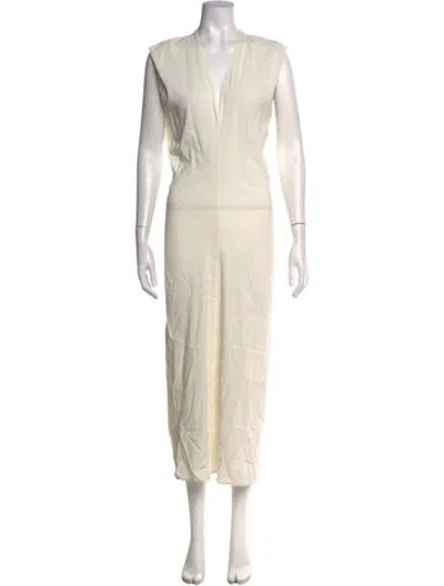 Pre-owned St Agni V-neck Long Dress In Neutrals
