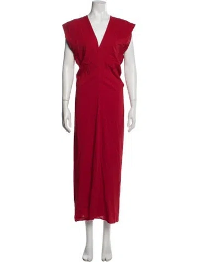 Pre-owned St Agni V-neck Long Dress In Red