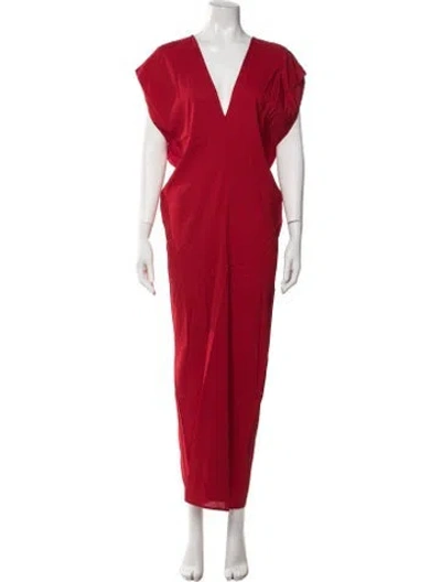 Pre-owned St Agni V-neck Long Dress W/ Tags In Red