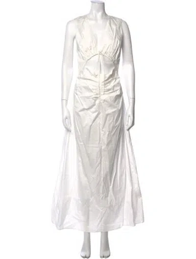 Pre-owned St Agni V-neck Long Dress In White