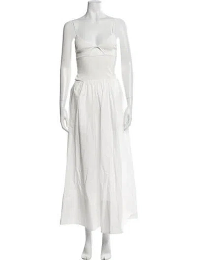 Pre-owned St Agni V-neck Long Dress In White