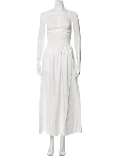 Pre-owned St Agni V-neck Long Dress In White