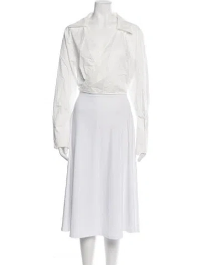 Pre-owned St Agni V-neck Long Sleeve Top In White