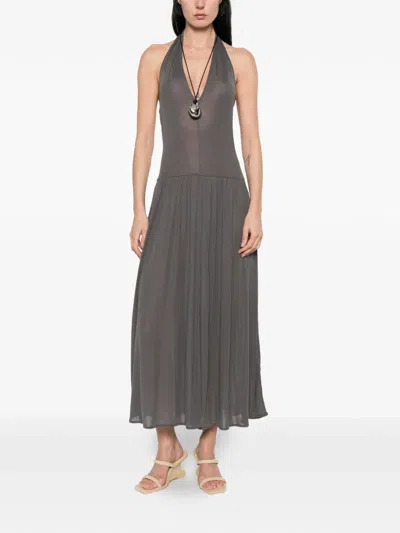 St Agni V-neck Midi Dress In Black