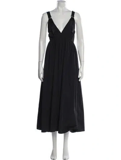 Pre-owned St Agni V-neck Midi Length Dress In Blue