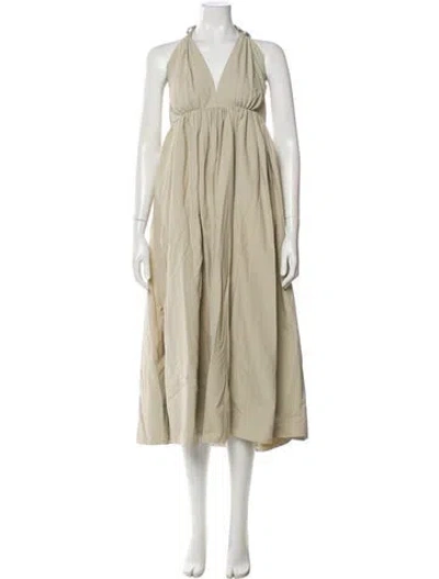 Pre-owned St Agni V-neck Midi Length Dress In Gray