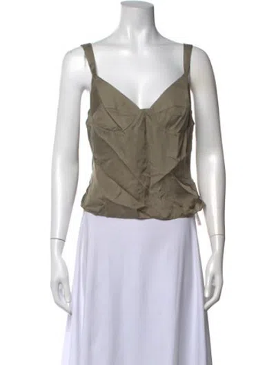 Pre-owned St Agni V-neck Sleeveless Crop Top In Black