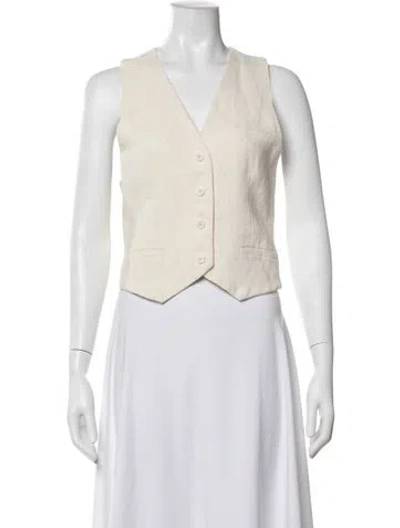Pre-owned St Agni V-neck Sleeveless Top In Neutrals