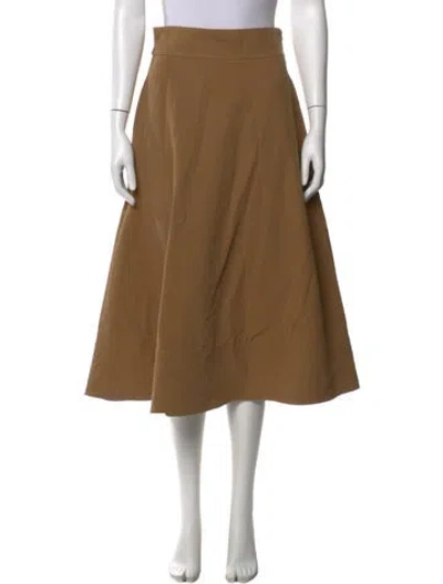 Pre-owned St Agni Whipstitch Trim Midi Length Skirt In Brown