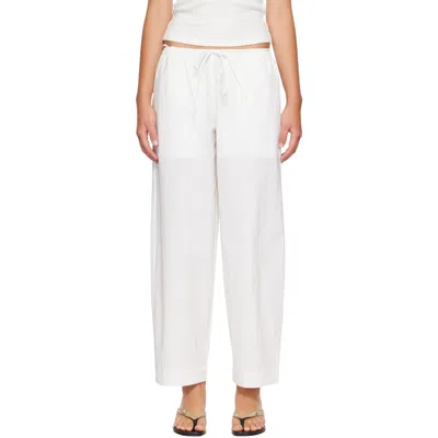 St Agni White Fine Rouleau Crop Trousers In Off White