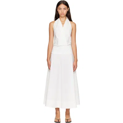 St Agni White Halter Circle Hem Midi Dress In Off White