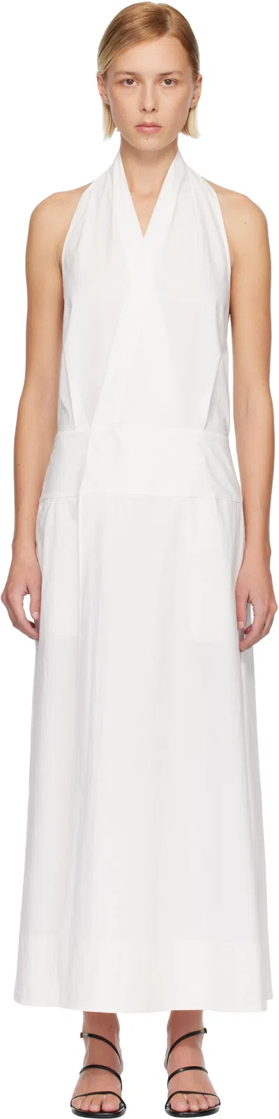 St Agni White Halter Wrap Midi Dress