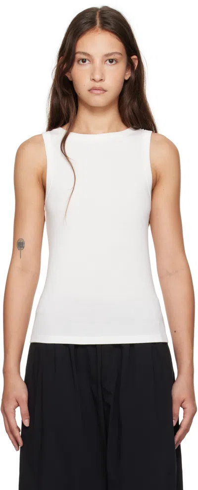 St Agni White Organic Cotton Bateau Tank Top