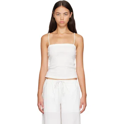 St Agni White Organic Cotton Square Neck Camisole