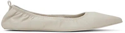 St Agni White Pointed Toe Ballerina Flats In Cool White
