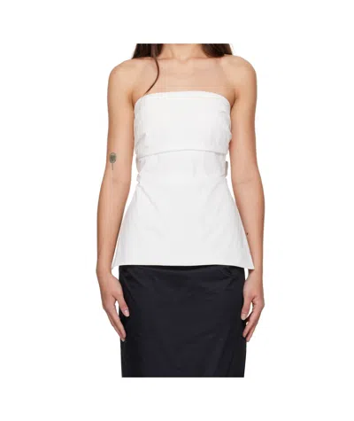 St Agni White Strapless Tie Back Tank Top