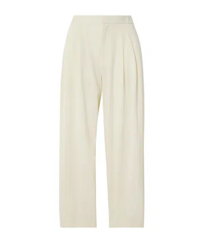 St Agni Pleated Wool-blend Wide-leg Pants In Ecru