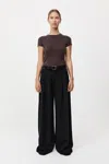 St Agni Wide Leg Pleat Pants In Black