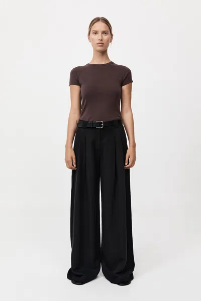 St Agni Wide Leg Pleat Pants In Black