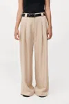 St Agni Wide Leg Pleat Pants In Dune