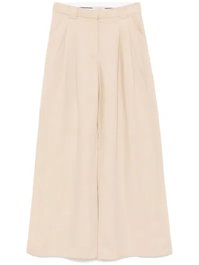 St Agni Wide-leg Pleat Pants In Neutrals