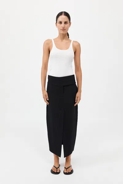 St Agni Wide Waistband Column Skirt In Black