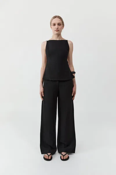 St Agni Wide Waistband Pant In Black