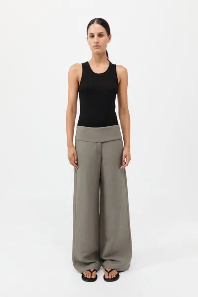St Agni Wide Waistband Pants In Smokey Olive