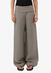 St Agni Wide Waistband Wide-leg Pants In Khaki