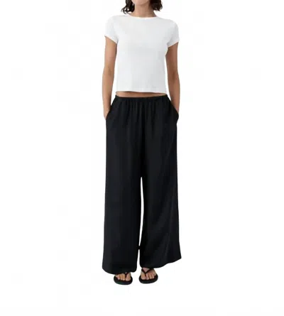 St Agni Wide-leg Grid Relaxed Pants In Black