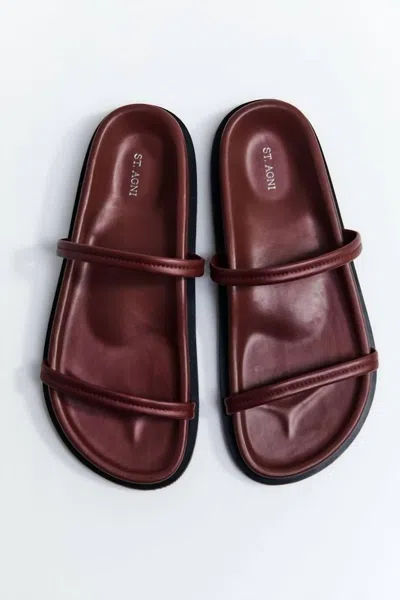 St Agni Women's Fine Double Strap Slide In Plum In Pink