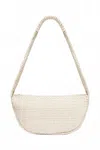 St Agni Women's Lattice Weave Crescent Bag In Creme In Metallic