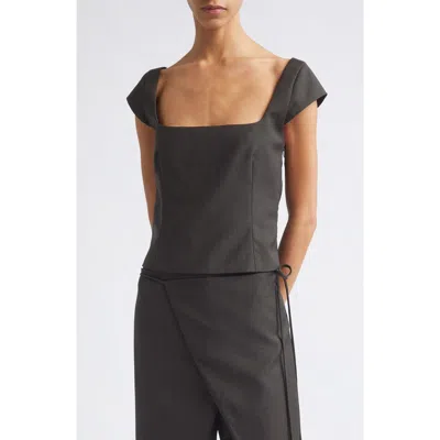 St Agni St. Agni Wool Blend Cap Sleeve Top In Gray