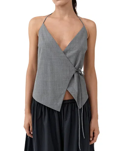 St Agni Wool Blend Rouleau Halter Top In Gray