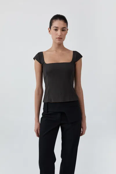 St Agni Wool Cap Sleeve Top In Umber