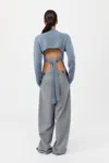 St Agni Wool Cashmere Blend Tie Back Jumper In Soft Blue