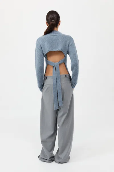 St Agni Wool Cashmere Blend Tie Back Jumper In Soft Blue