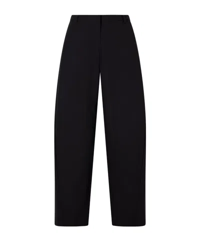 St Agni Wool Barrel-leg Pants In Black