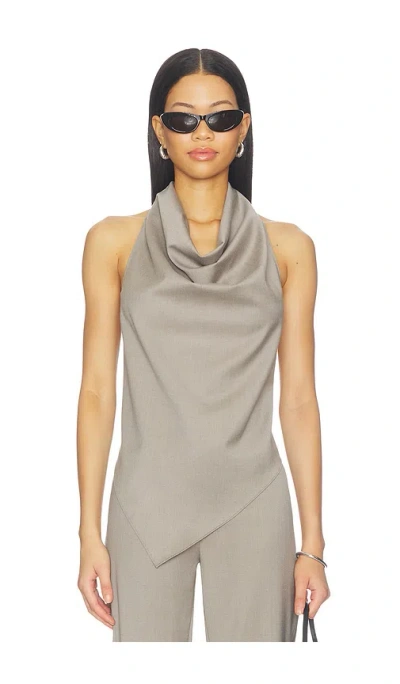 St Agni Wool Cowl Backless Top In Taupe