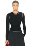 St Agni Wool Fine Line Cardigan In Black