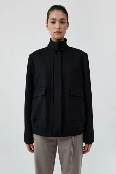St Agni Wool Longline Bomber Jacket In Black
