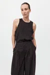 St Agni Wool Pinstripe Tank In Mahogany Stripe