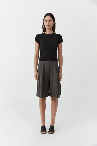 St Agni Wool Pleat Loop Shorts In Brown