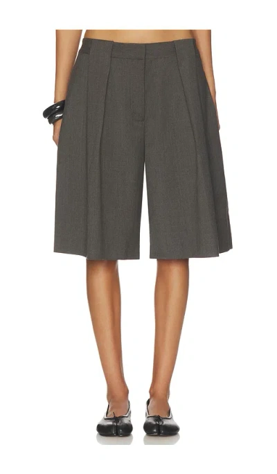 St Agni Wool Pleat Loop Shorts In Brown