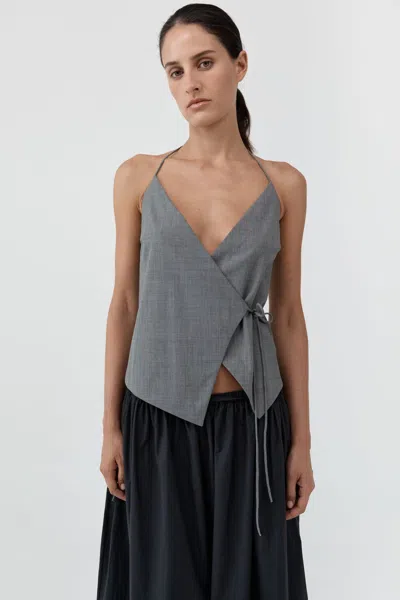 St Agni Wool Rouleau Halter Top In Pumice