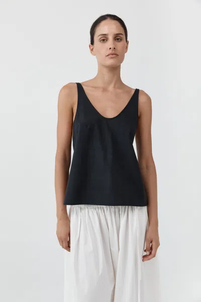 St Agni Wool Rouleau Tie Top In Dark Graphite